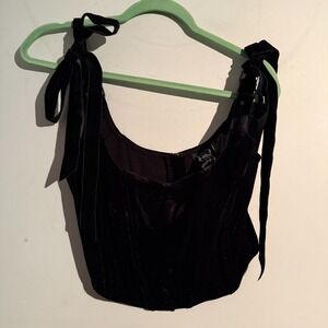 Killstar Small Velvet Corset Top Whimsigoth Renfaire Witchy Black Festival Zip
